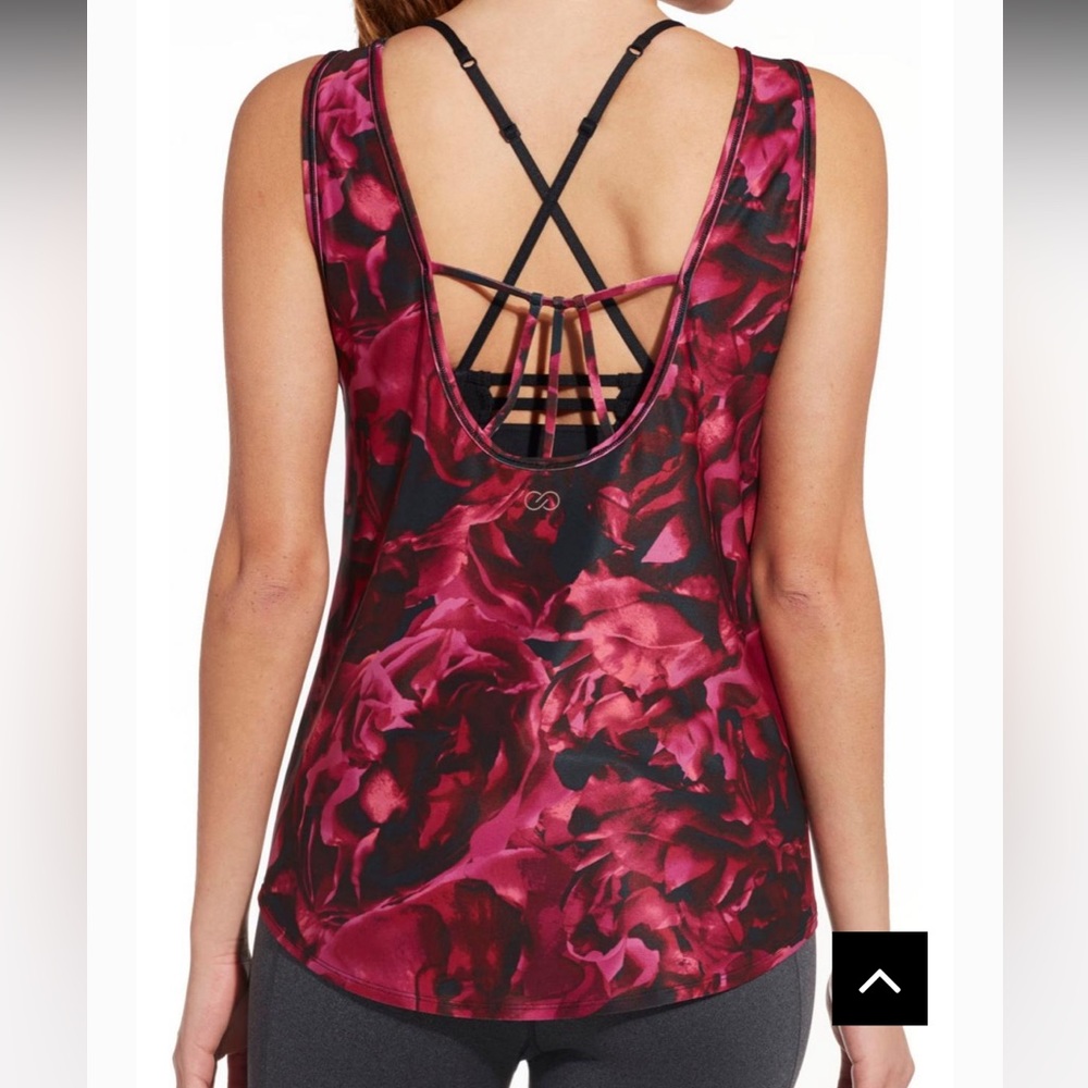 Calia by Carrie Underwood Move Low Back Tank, Size XL Floral Dusk